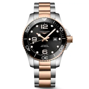 LONGINES HYDROCONQUEST WATCH 43MM BLACK AUTOMATIC STEEL STEEL PVD finishes Rosa L3.782.3.58.7