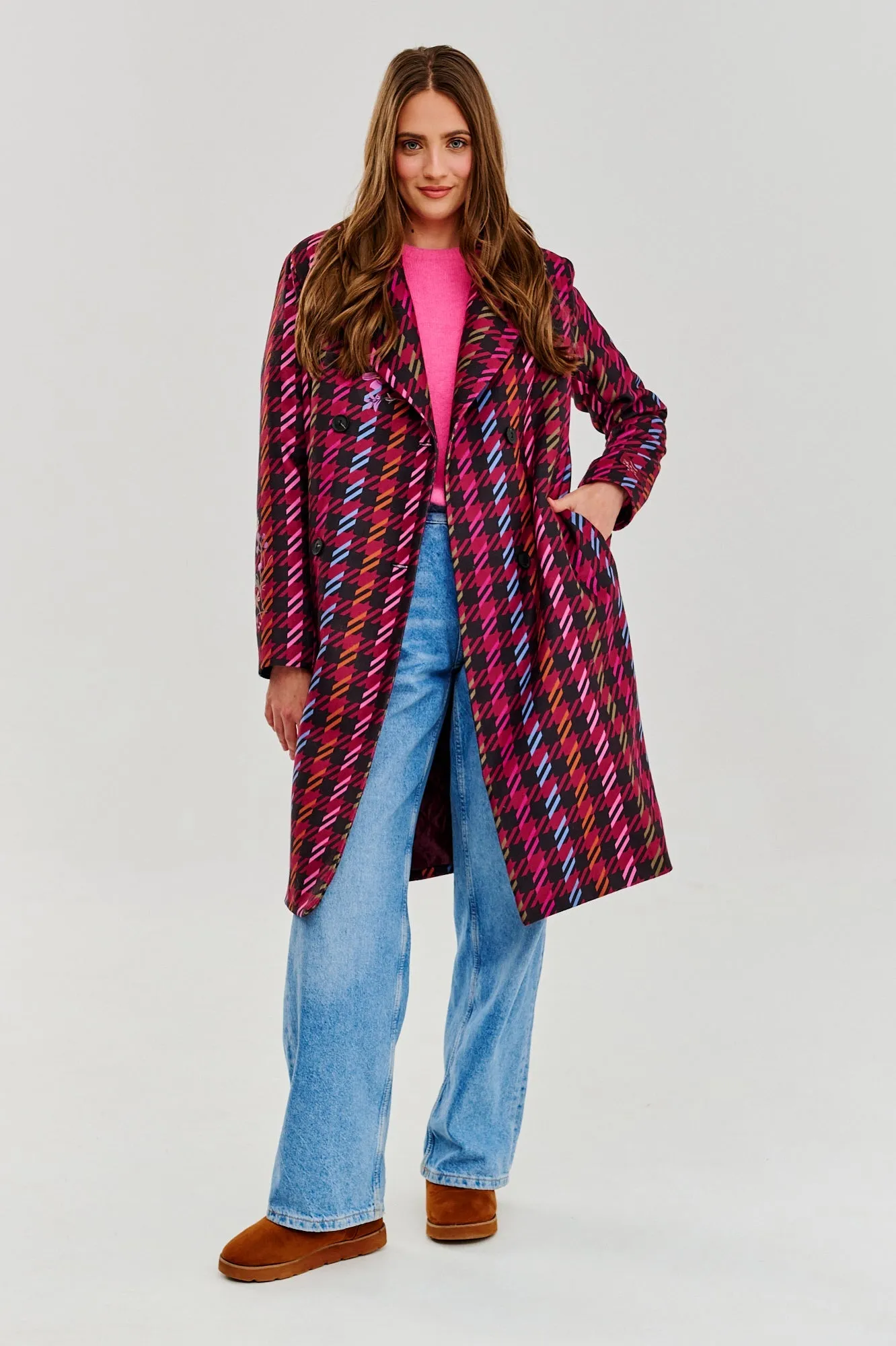 Lost In Bloom double-breasted insulated coat
