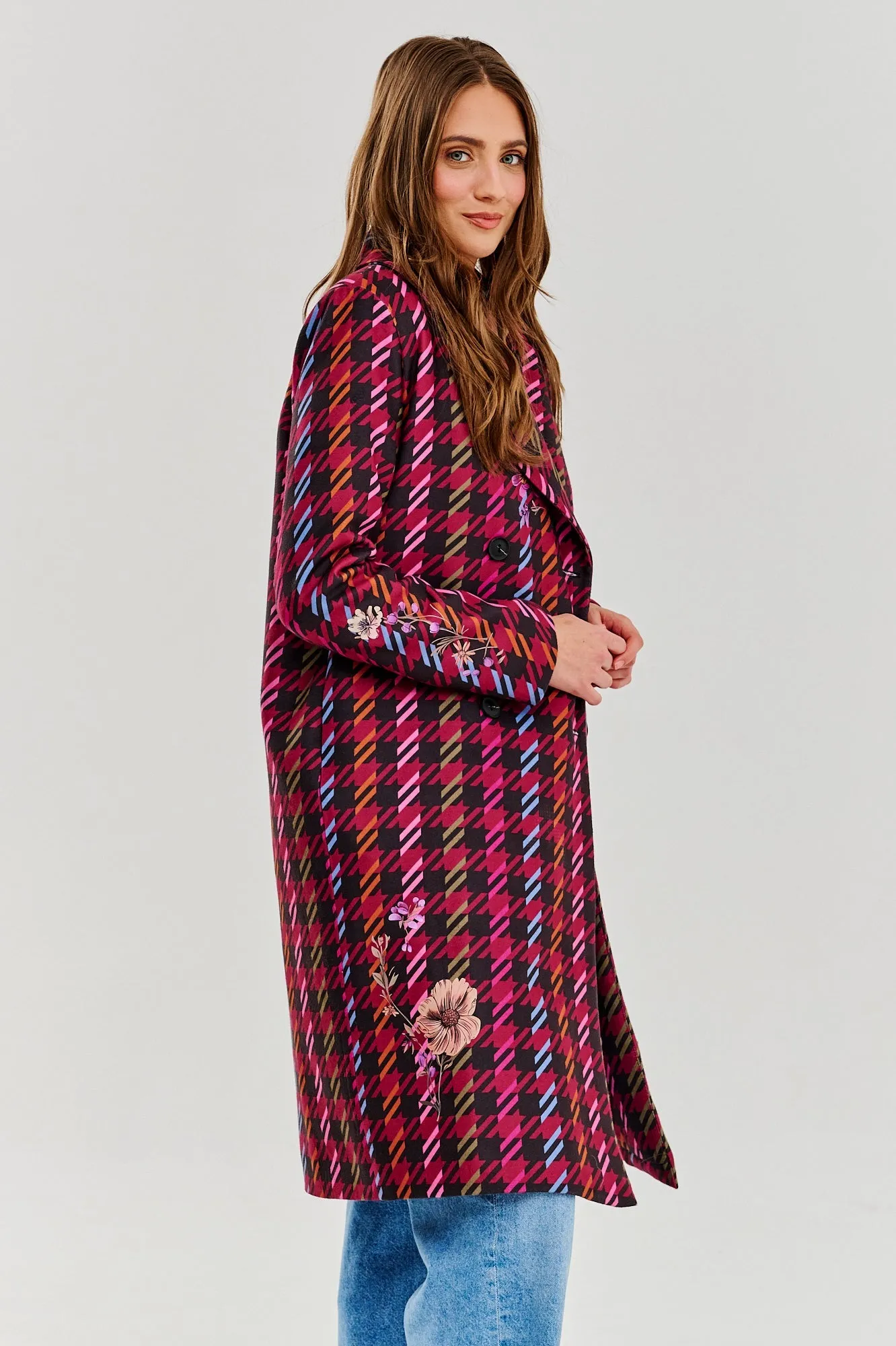 Lost In Bloom double-breasted insulated coat