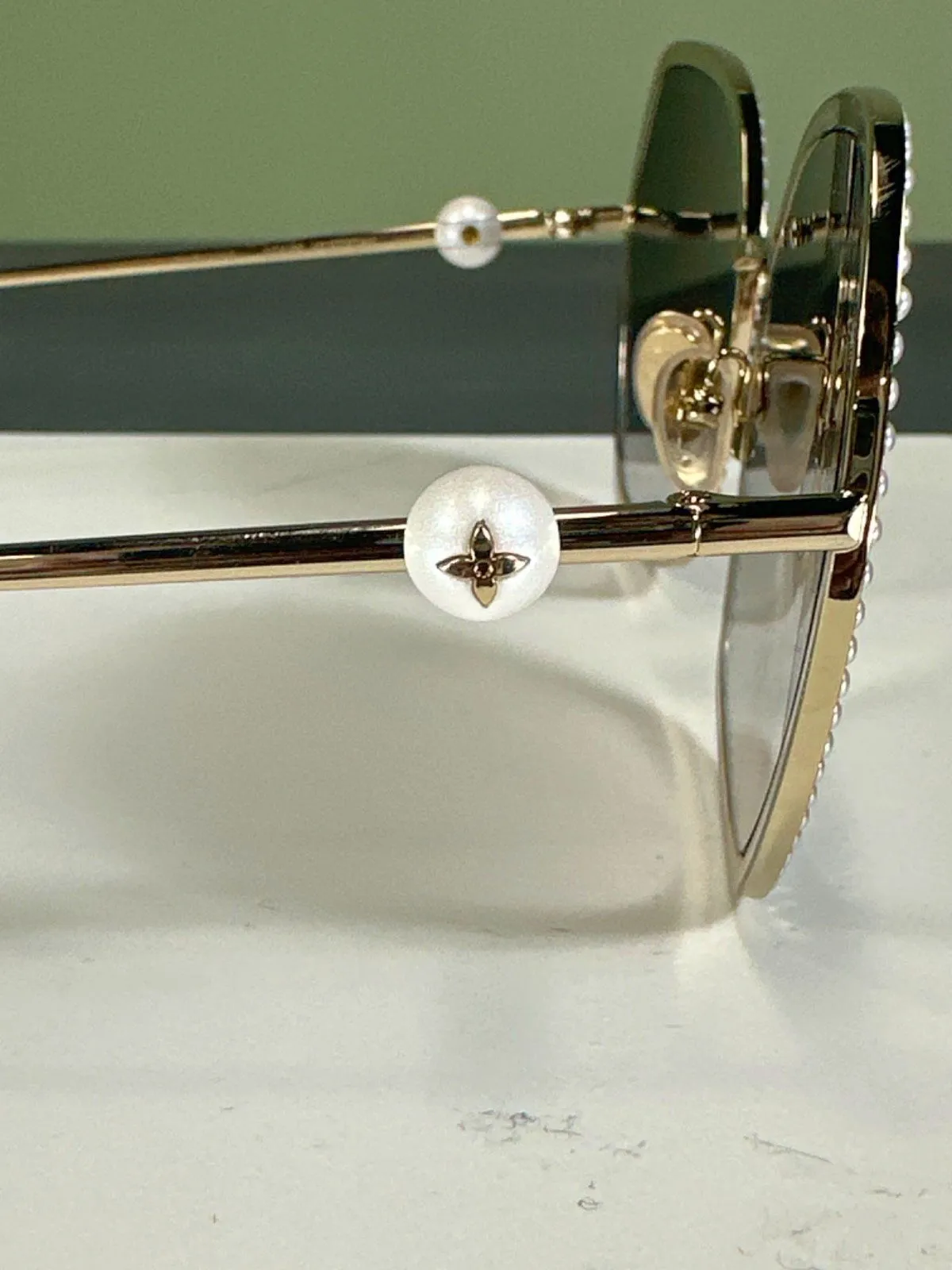 Louis Vuitton Gold Z6012U Pearl embellished Sunglasses