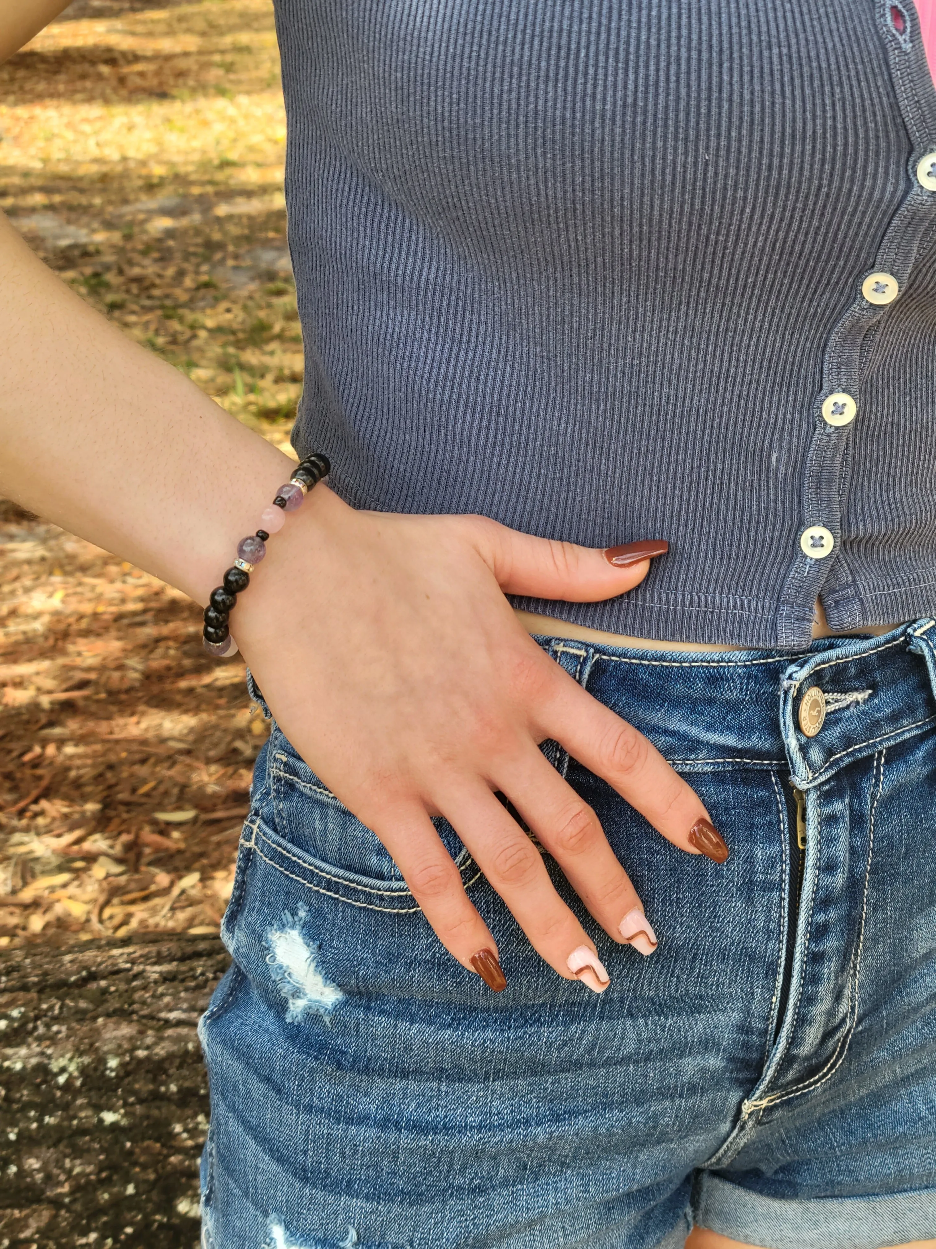 Love, Harmony and Bracelet - Shungite Amethyst Pink Quartz Austrian Crystals