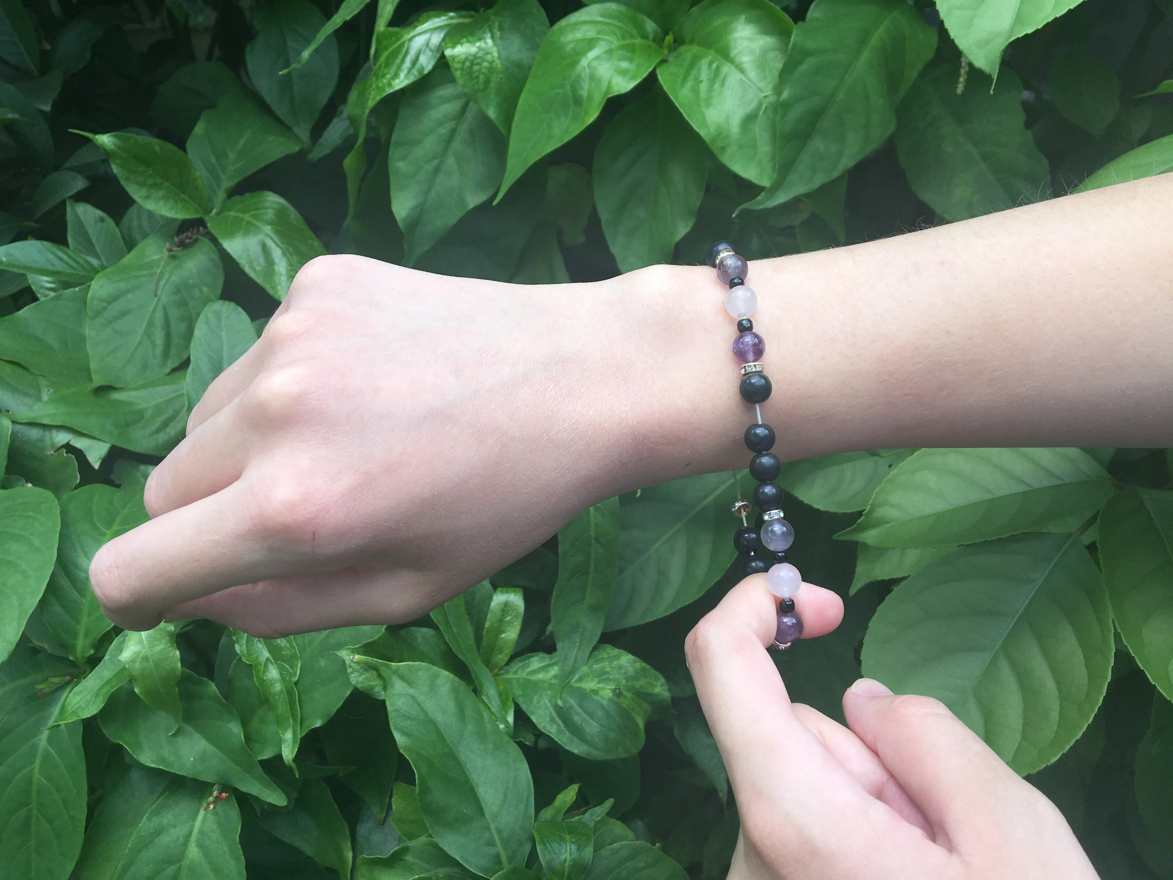Love, Harmony and Bracelet - Shungite Amethyst Pink Quartz Austrian Crystals