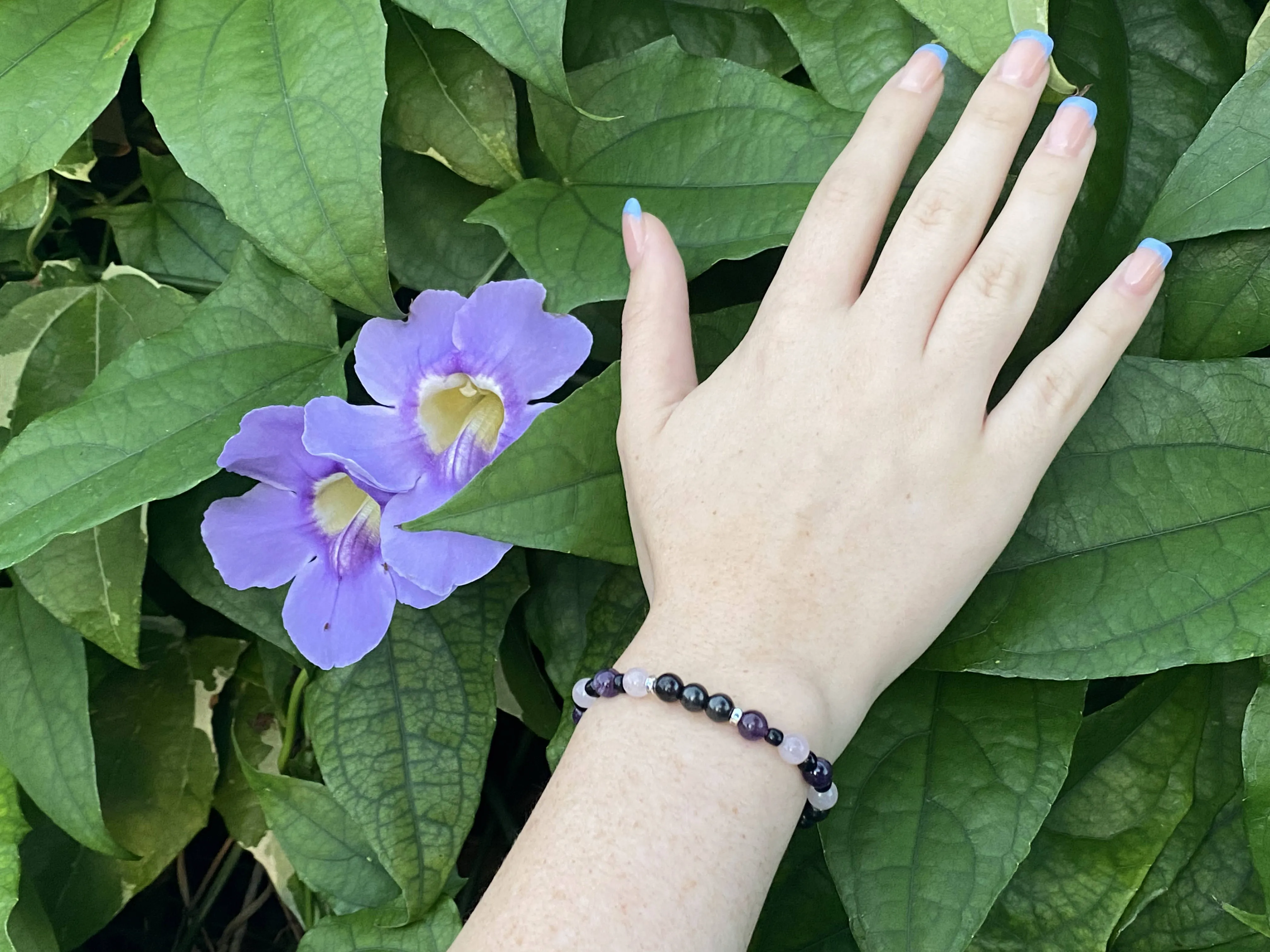 Love, Harmony and Bracelet - Shungite Amethyst Pink Quartz Austrian Crystals