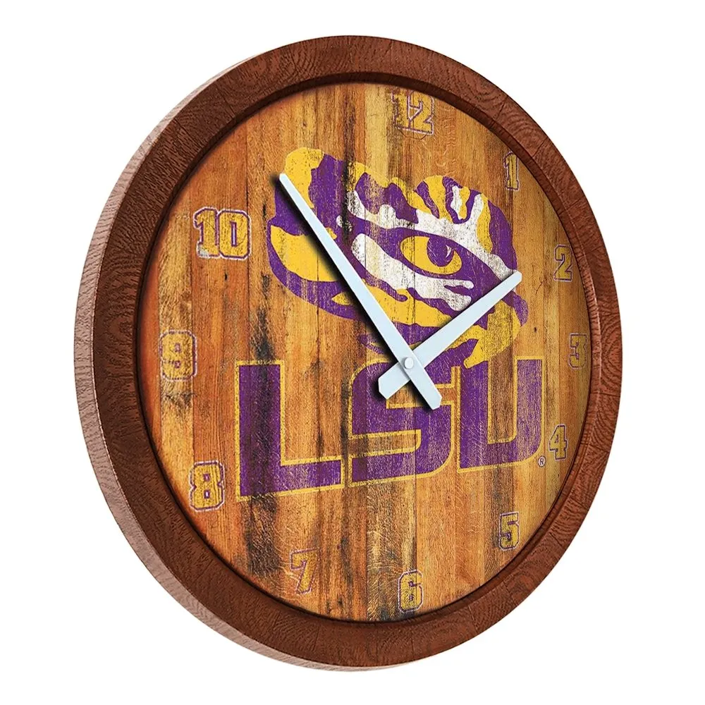 LSU Tigers: Weathered "Faux" Barrel Top Wall Clock
