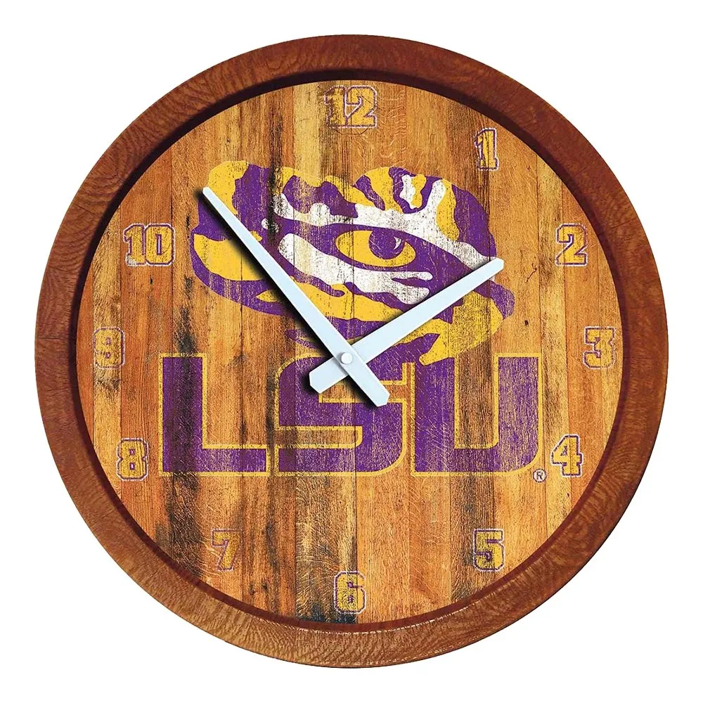 LSU Tigers: Weathered "Faux" Barrel Top Wall Clock