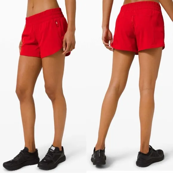 Lululemon Tracker Short V 4&quot; Dark Red size 10 built in liner W7AZ2S workout gym