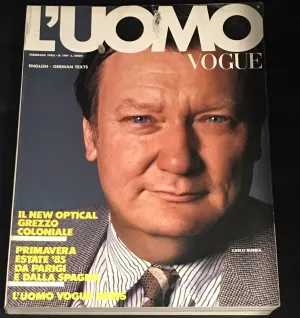 L'UOMO VOGUE Magazine February 1985 CARLO RUBBIA VINTAGE Men's Fashion