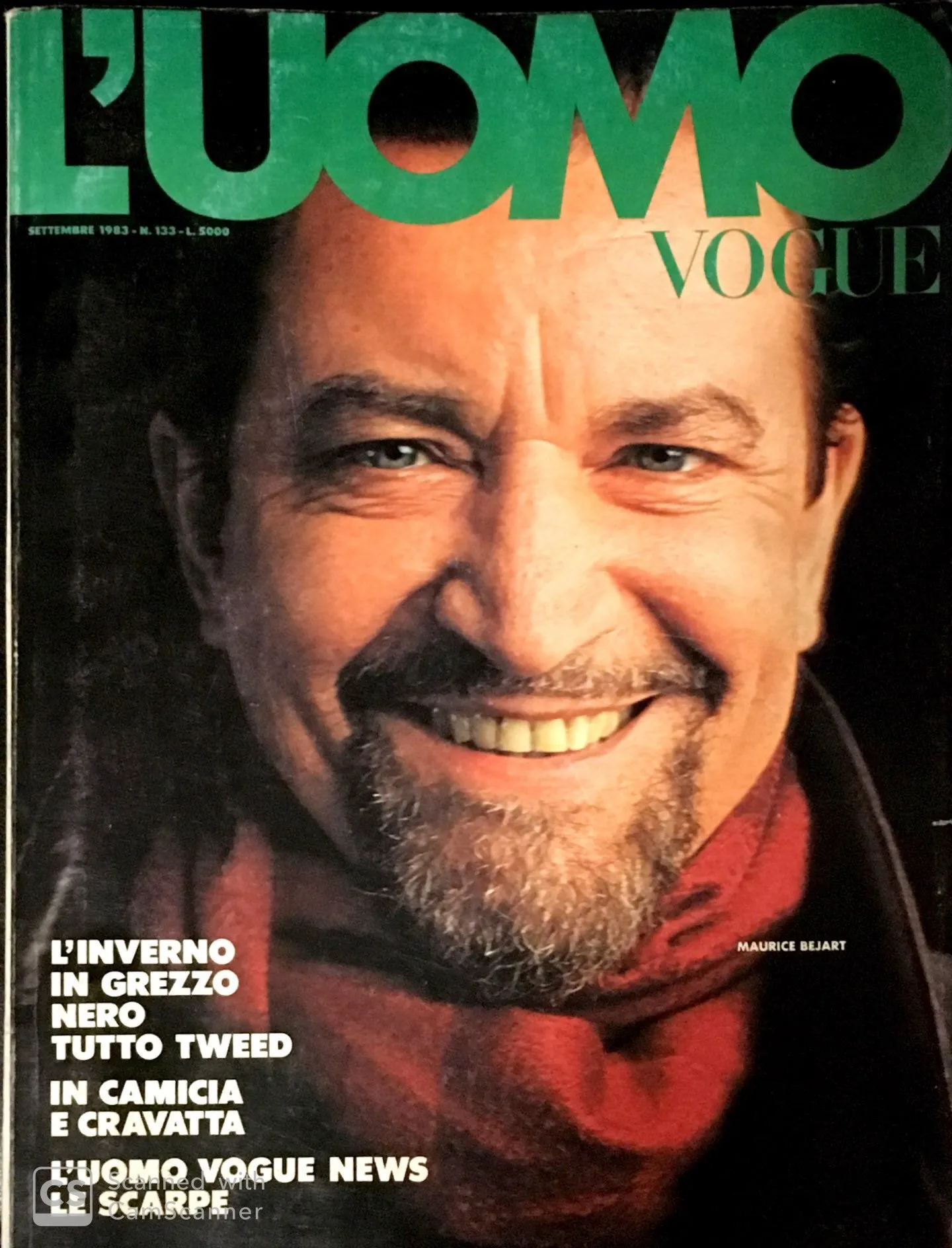 L'UOMO VOGUE Magazine September 1983 MAURICE BEJART Oliviero Toscani VINTAGE Men's Fashion