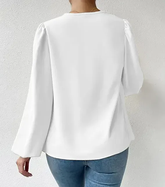 Lustre Draped Cowl Neck Long Sleeve Blouse