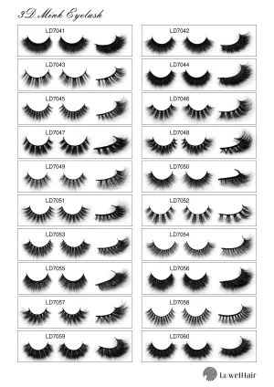 Luwel Luxury 3D mink lashes LD7041-LD7060 black band