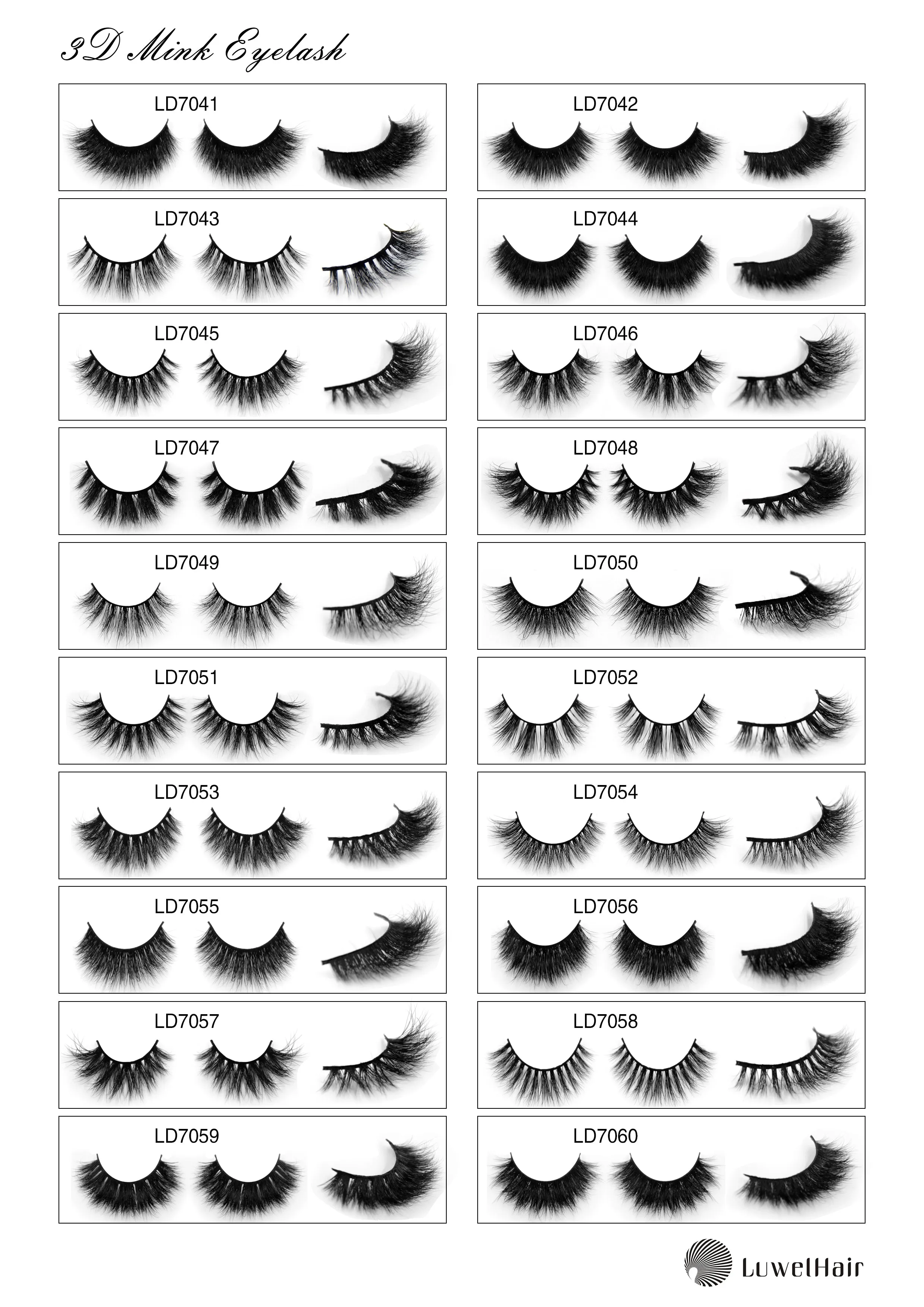 Luwel Luxury 3D mink lashes LD7041-LD7060 black band