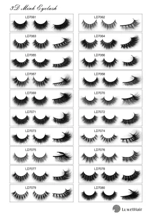Luwel Luxury 3D mink lashes LD7061-LD7080 black band