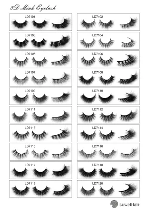 Luwel Luxury 3D mink lashes LD7101-LD7120 black band