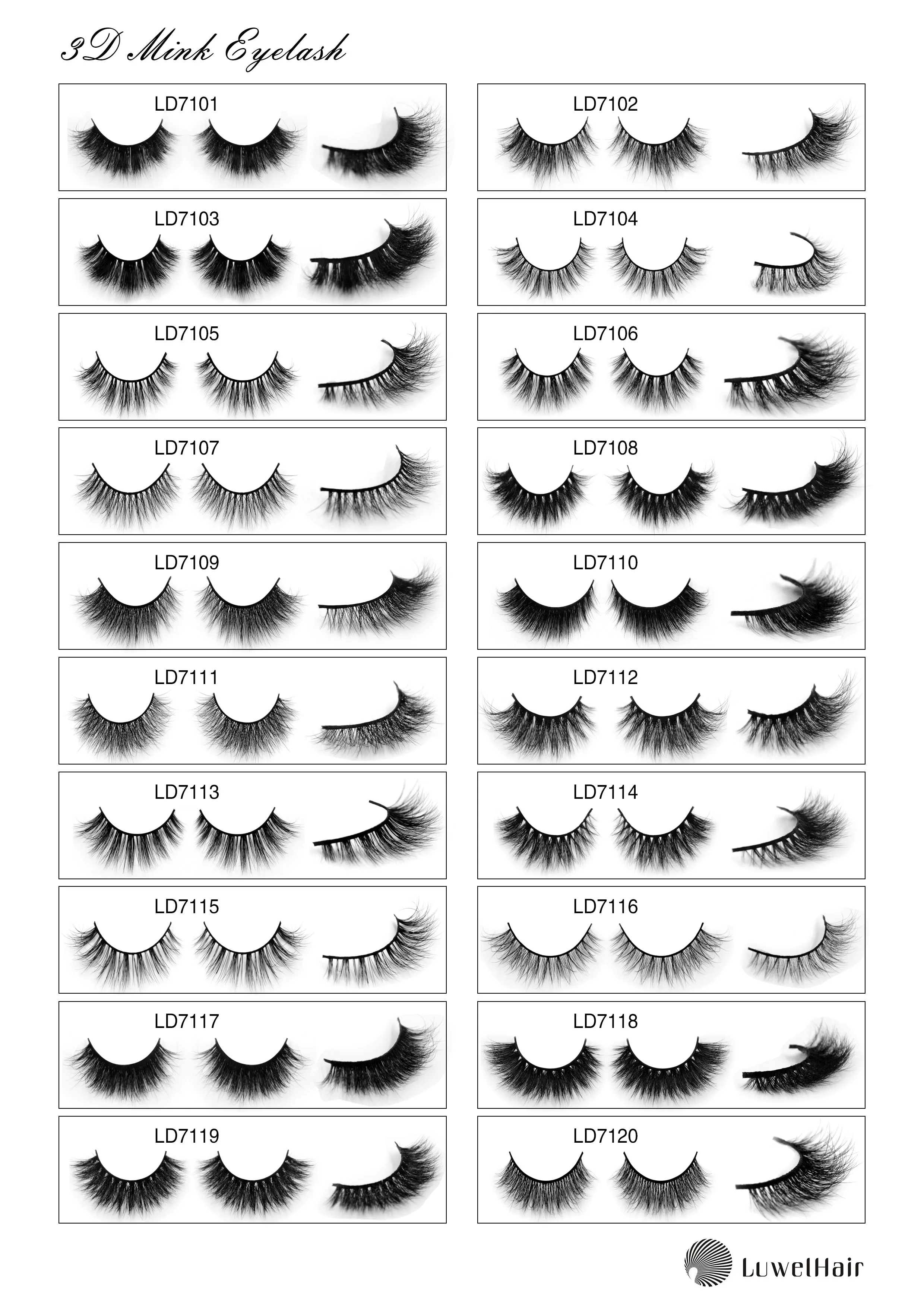 Luwel Luxury 3D mink lashes LD7101-LD7120 black band