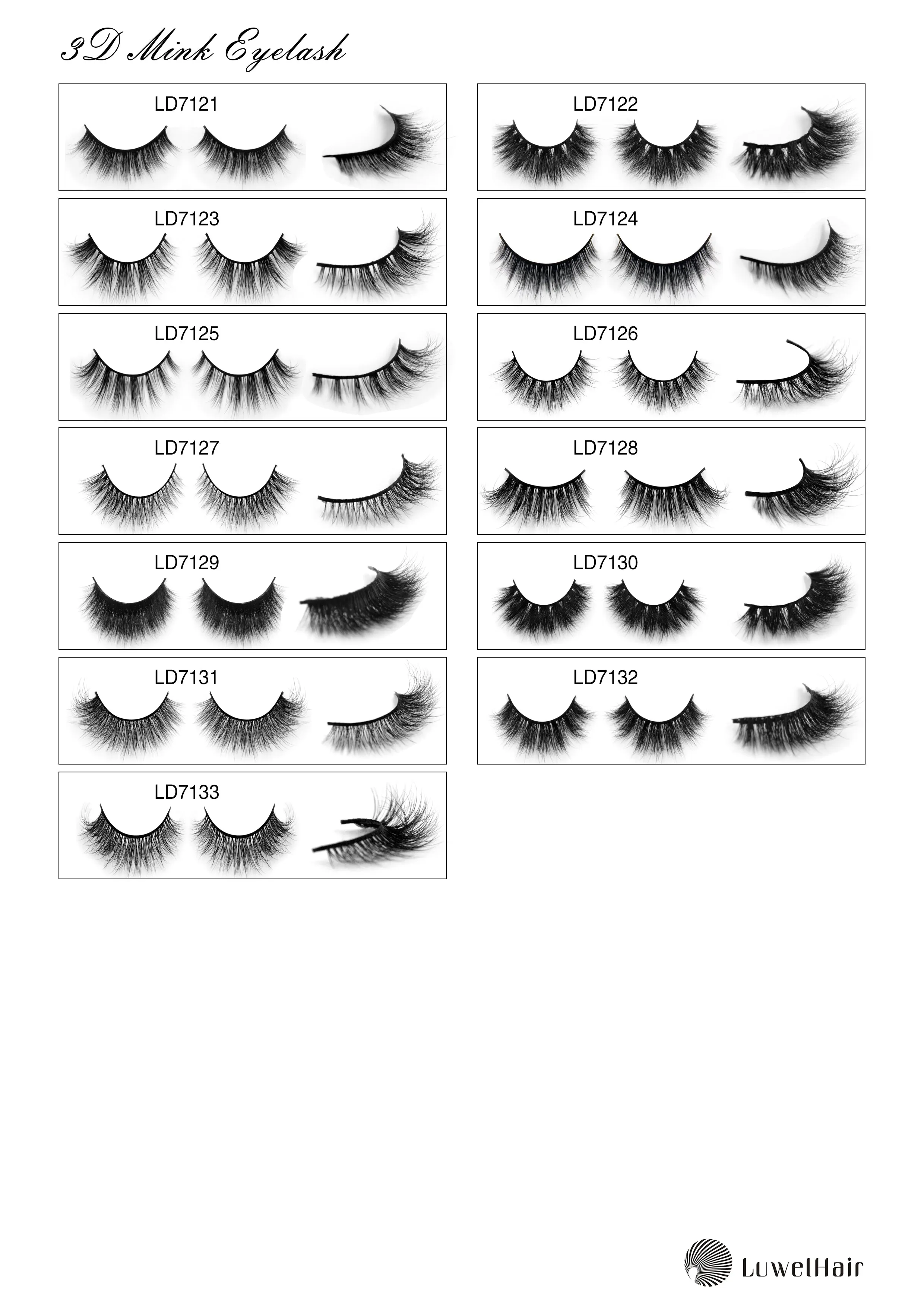 Luwel Luxury 3D mink lashes LD7121-LD7133 black band