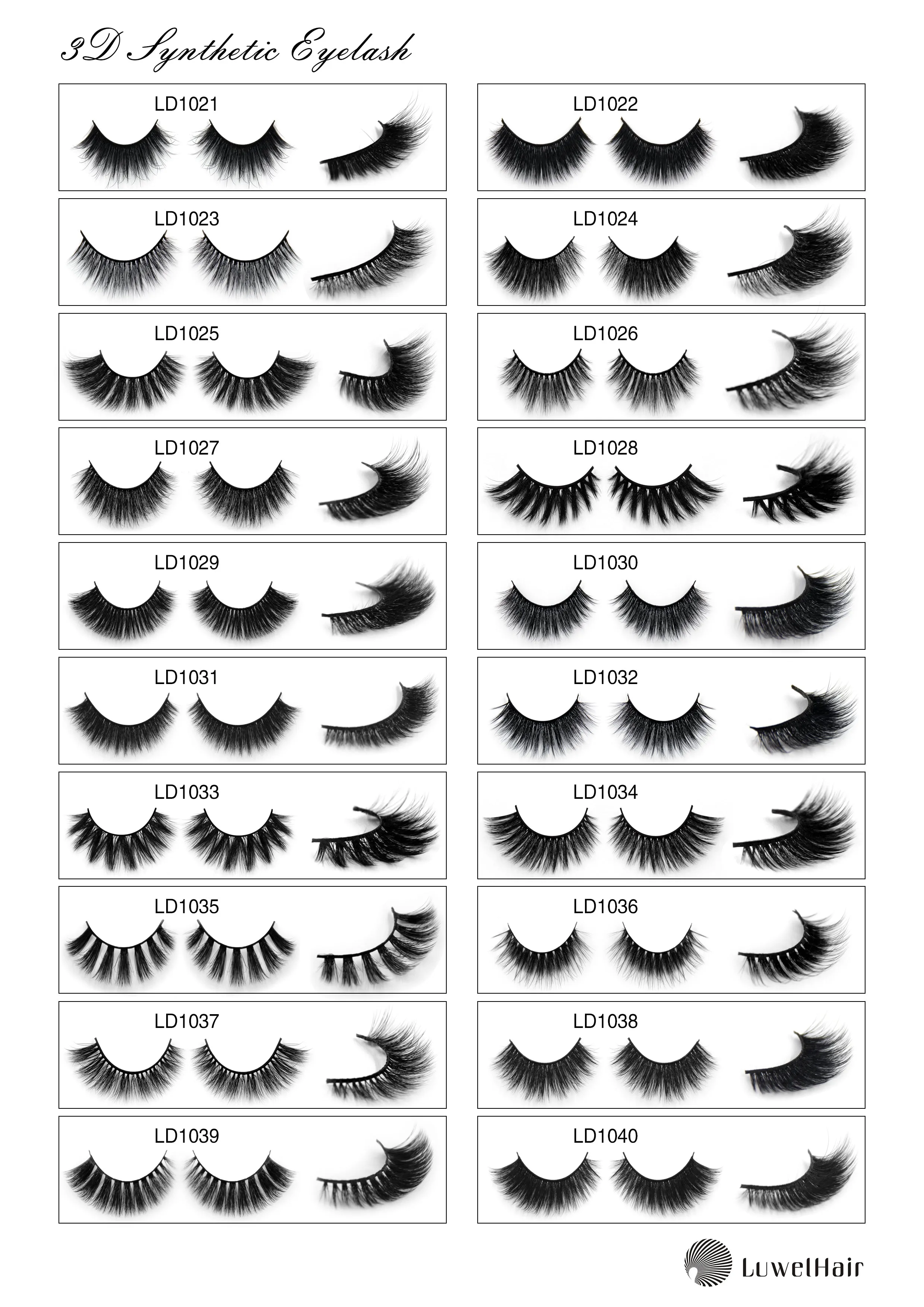 Luwel Luxury 3D Synthetic lashes LD1021-LD1040 Black band