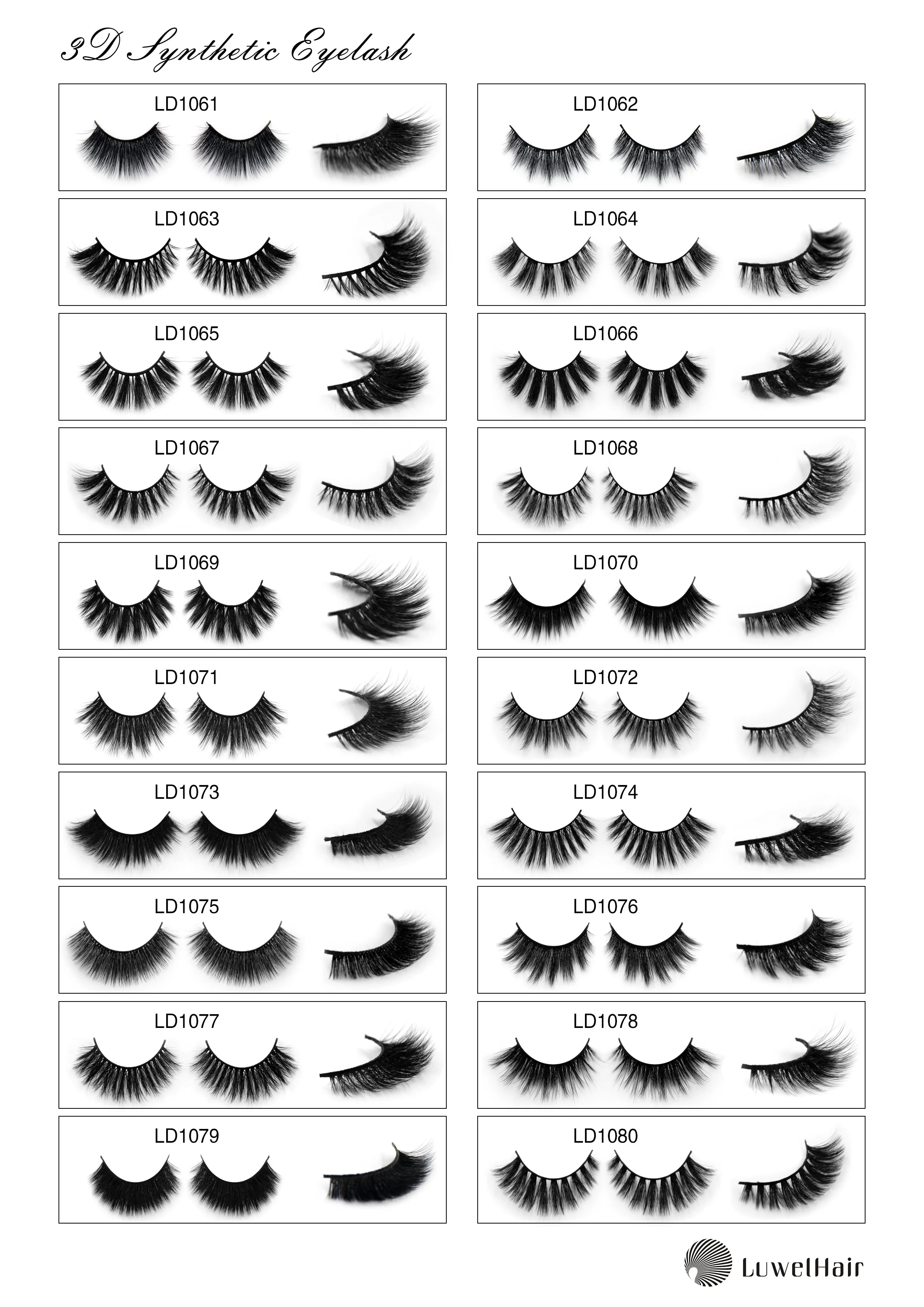 Luwel Luxury 3D Synthetic lashes LD1061-LD1080 Black band