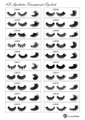 Luwel Luxury 3D Synthetic lashes LD2001-LD2020 transparent band