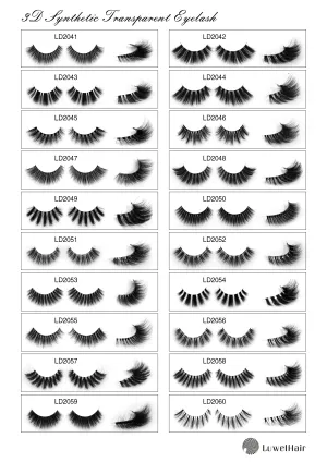 Luwel Luxury 3D Synthetic lashes LD2041-LD2060 transparent band