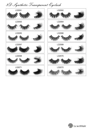 Luwel Luxury 3D Synthetic lashes LD2061-LD2072 transparent band