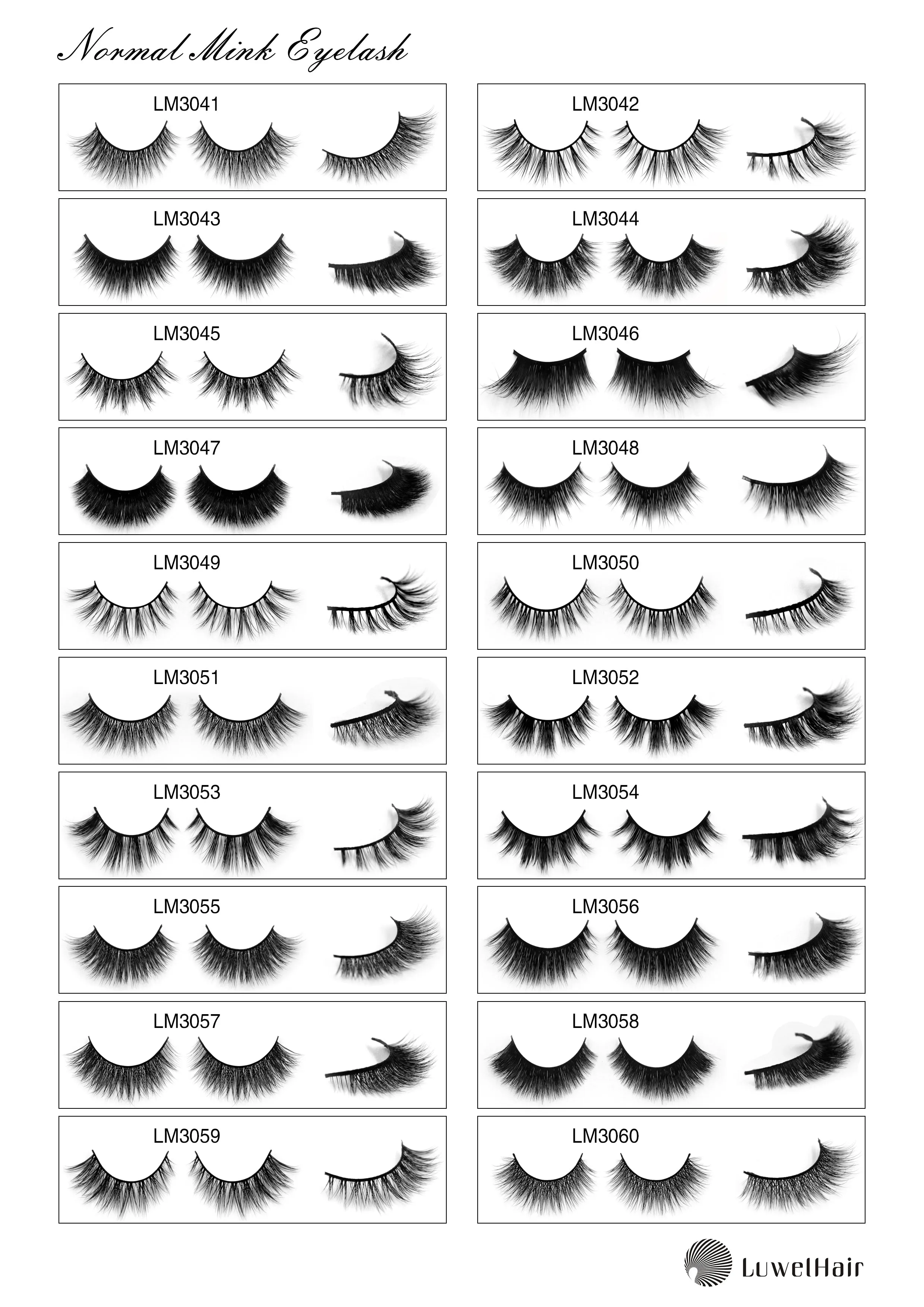 Luwel Luxury Normal Mink lashes LM3041-LM3060 black band