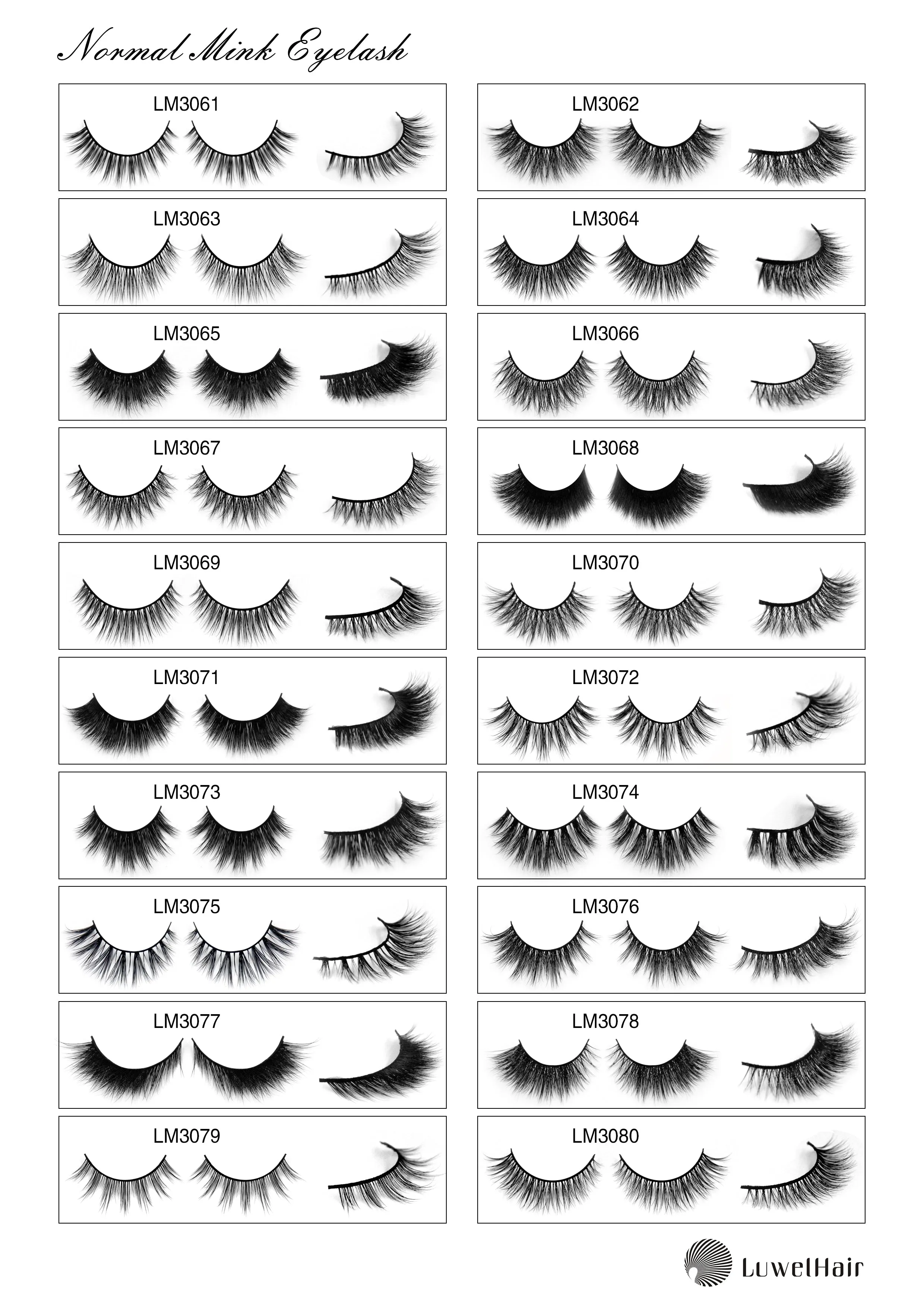 Luwel Luxury Normal Mink lashes LM3061-LM3080 black band
