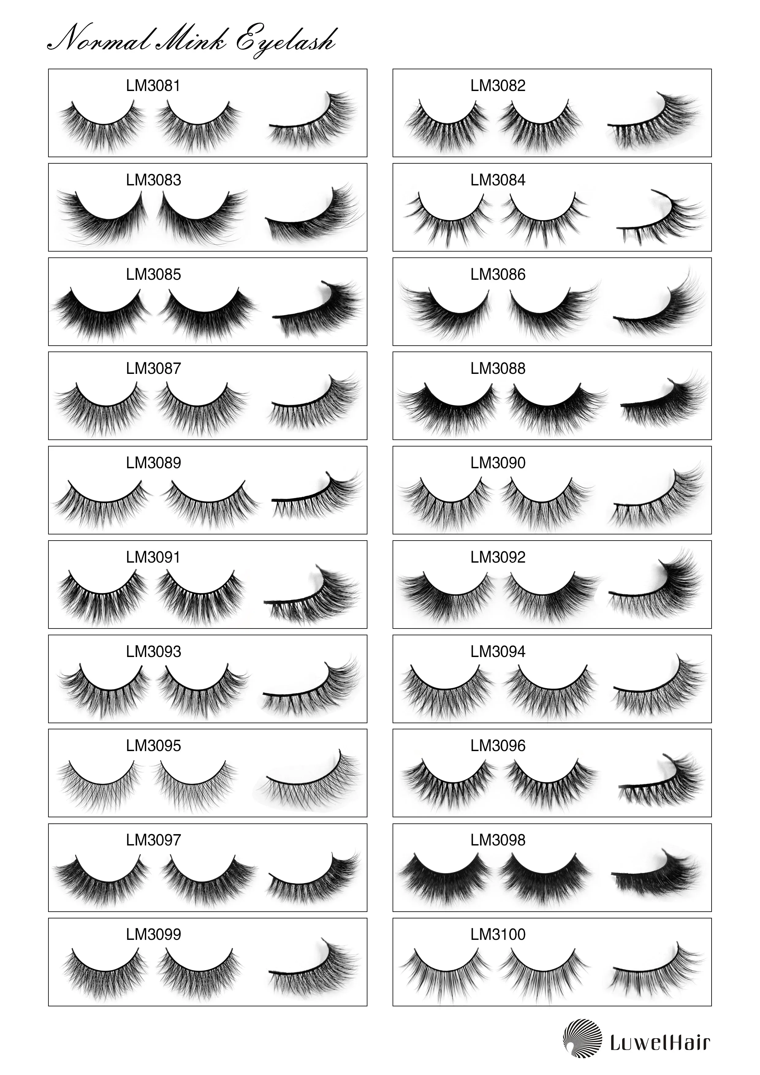 Luwel Luxury Normal Mink lashes LM3081-LM3100 black band