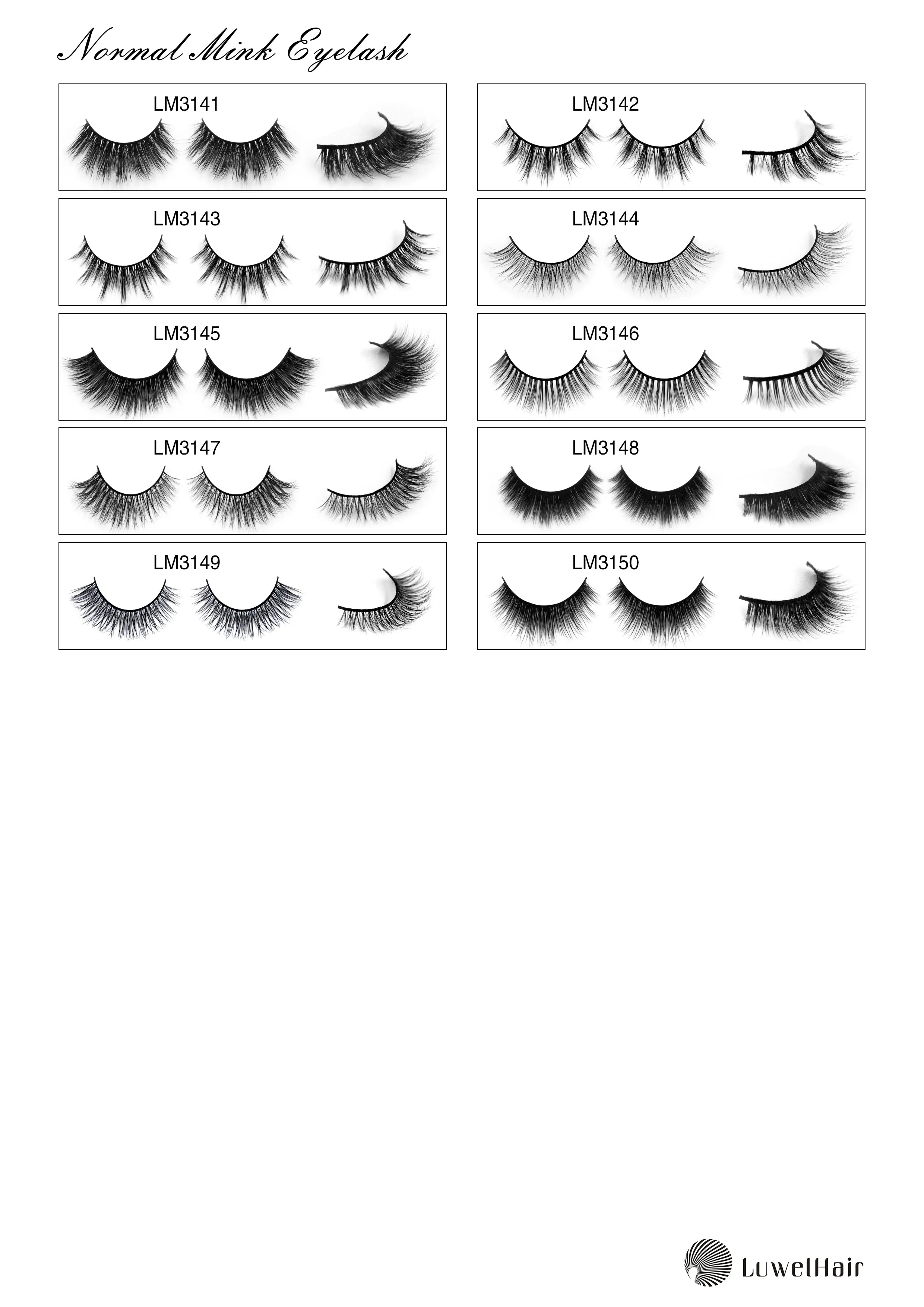 Luwel Luxury Normal Mink lashes LM3141-LM3150 black band