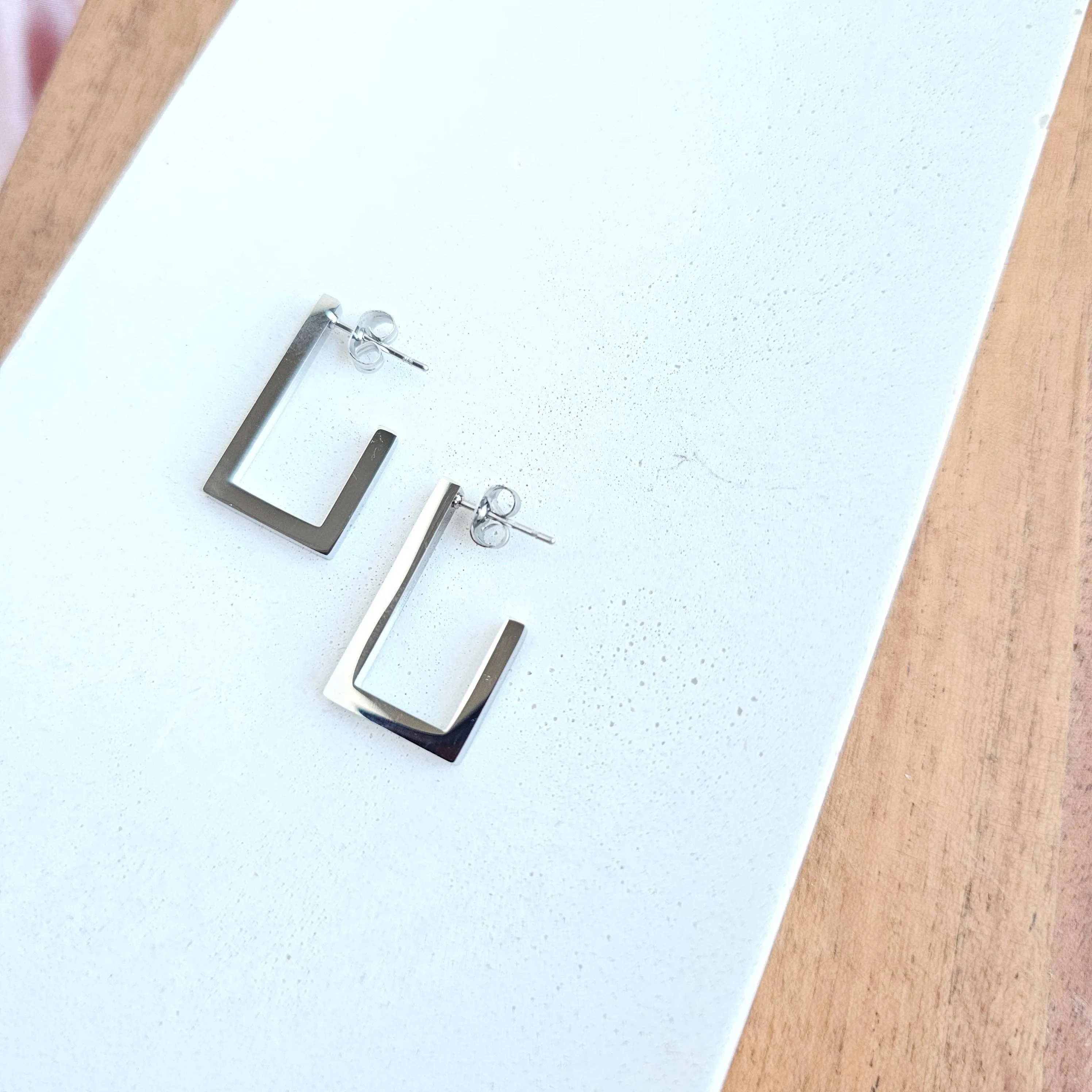 Luxe Silver Square Hoops