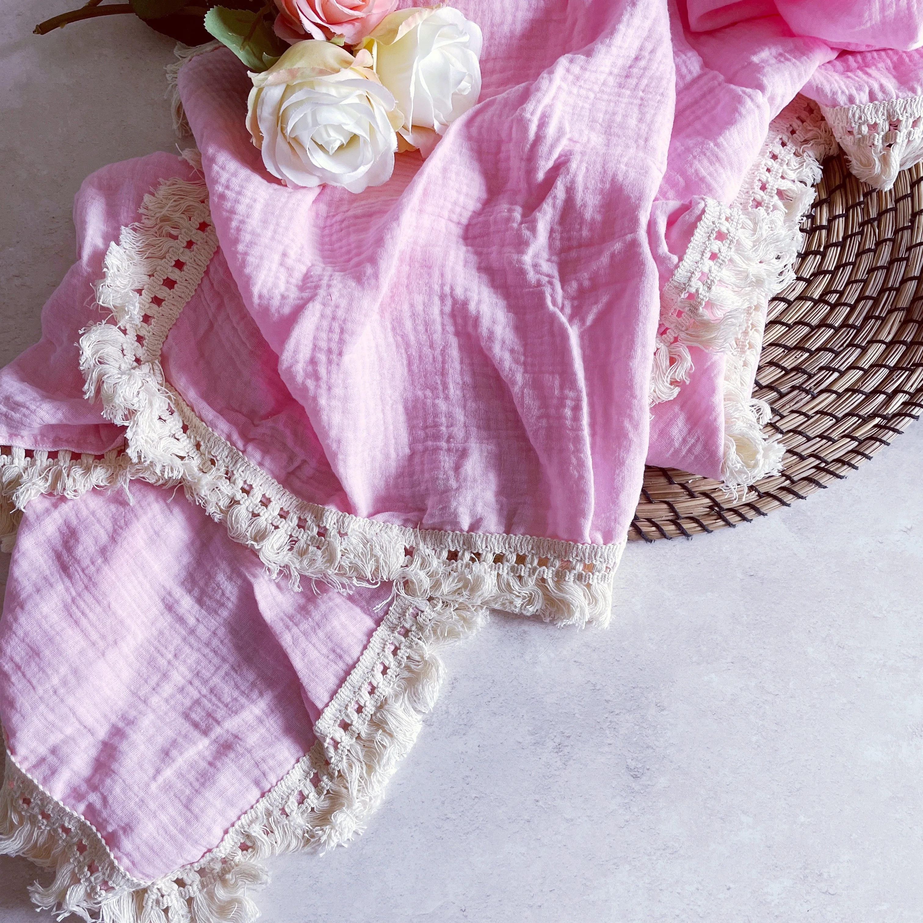 Luxury Baby Pink Blanket Swaddle and Muslin