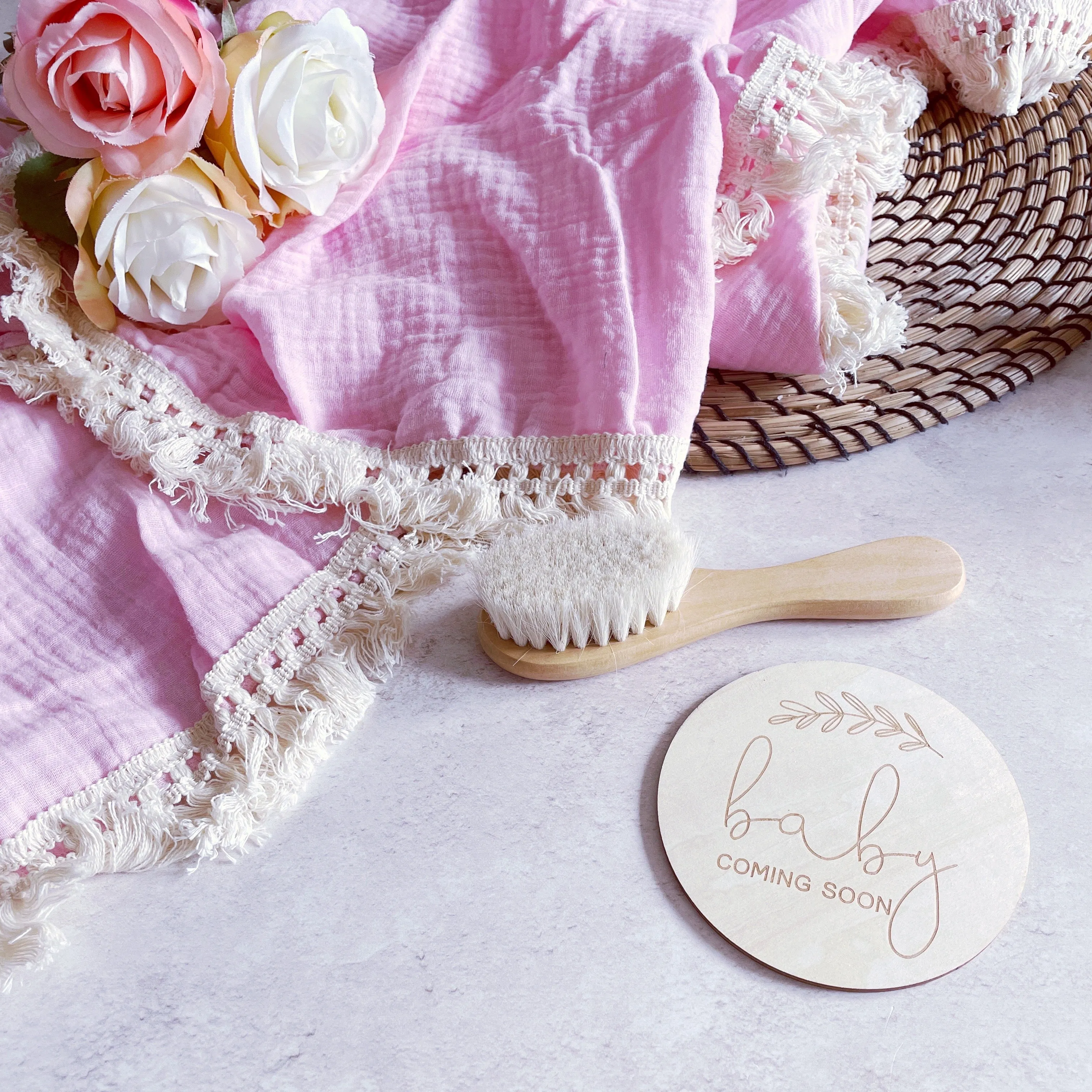 Luxury Baby Pink Blanket Swaddle and Muslin