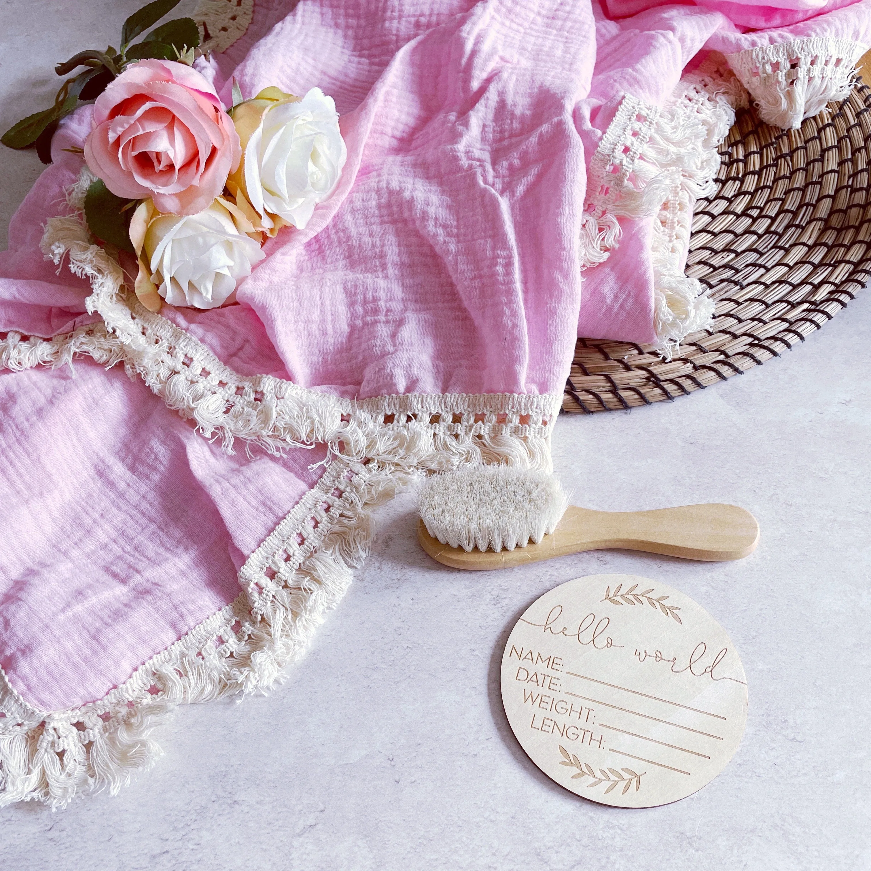 Luxury Baby Pink Blanket Swaddle and Muslin