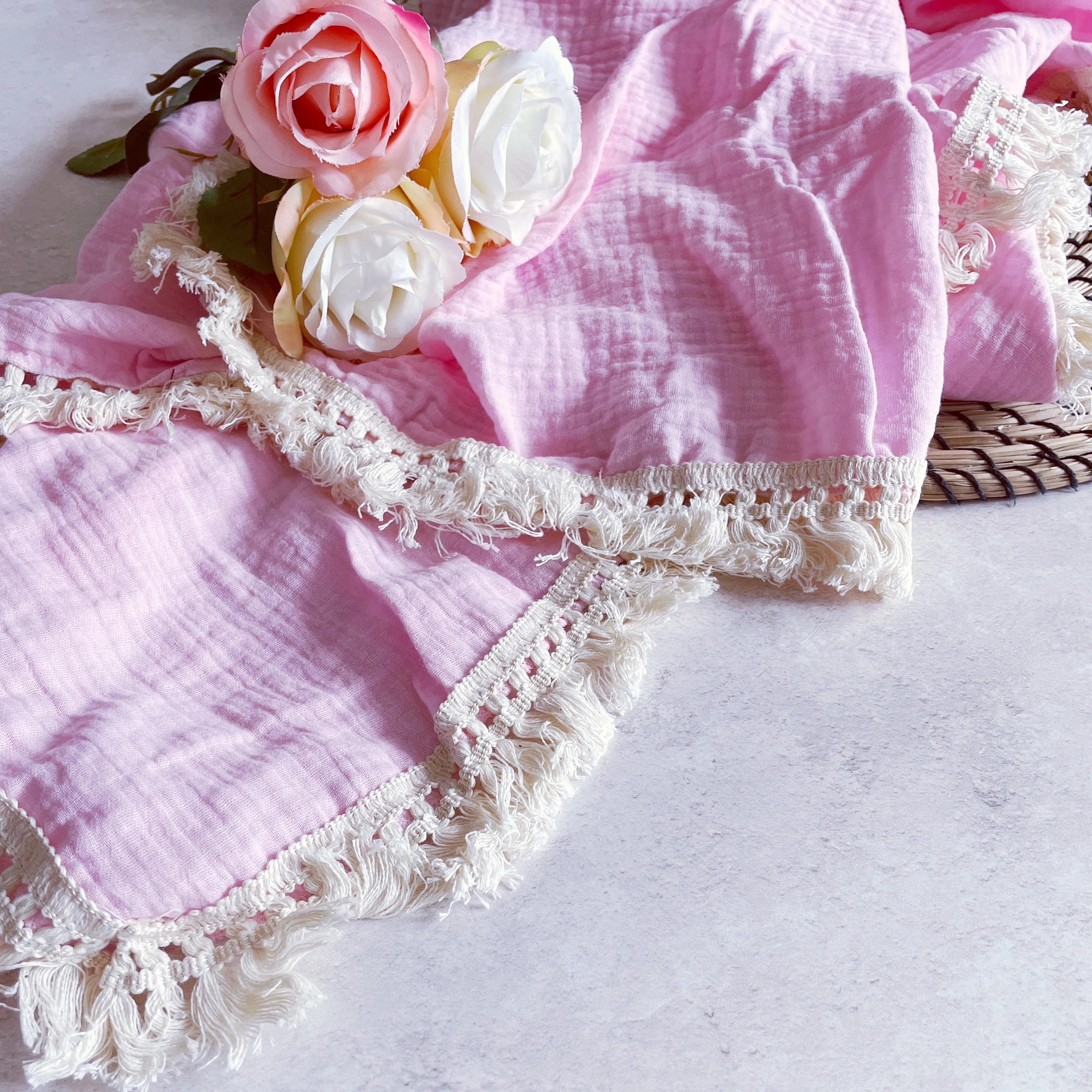 Luxury Baby Pink Blanket Swaddle and Muslin
