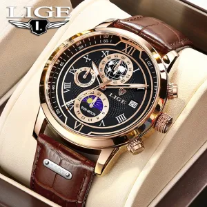 Luxury Brown Leather Men's Quartz Sport Watch