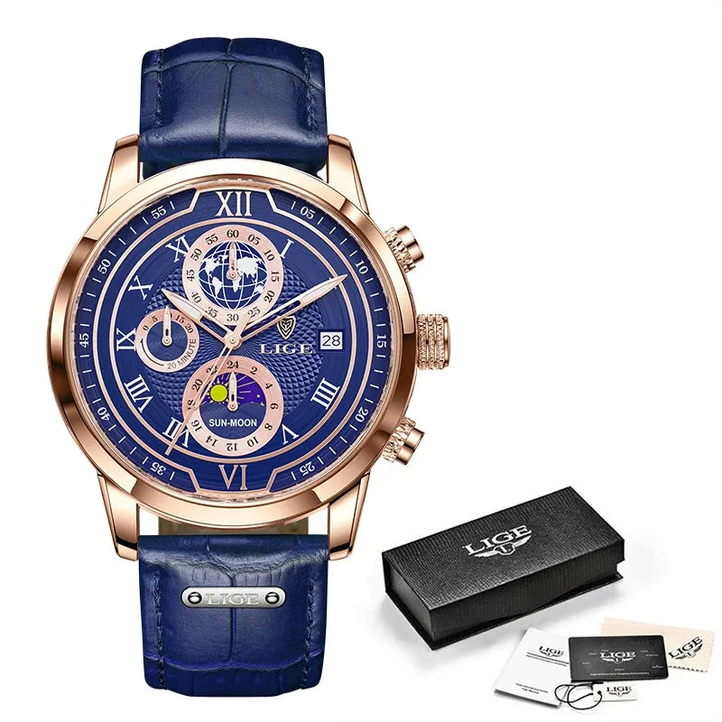 Luxury Brown Leather Men's Quartz Sport Watch
