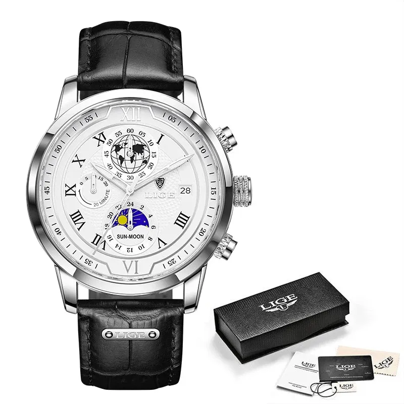 Luxury Brown Leather Men's Quartz Sport Watch