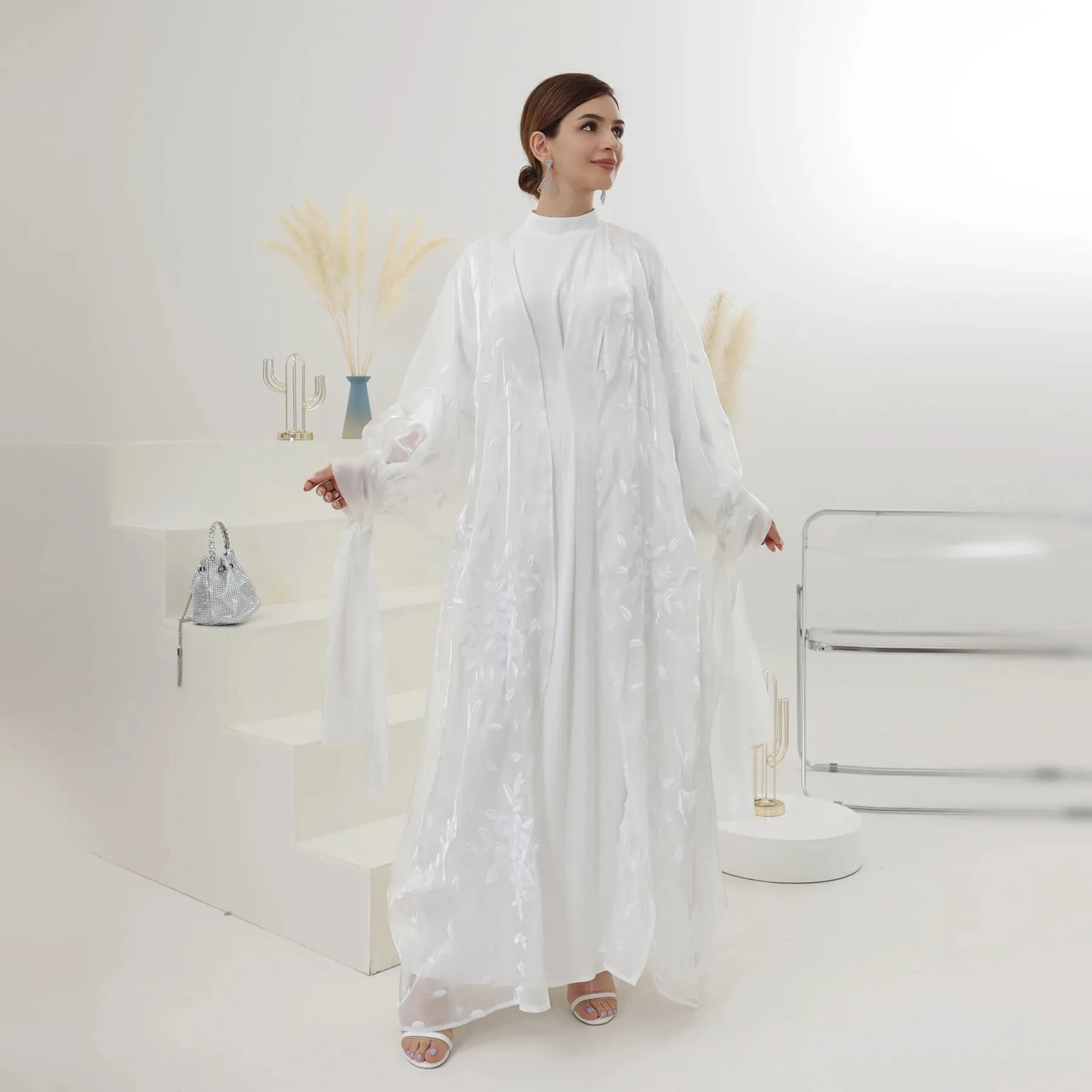 Luxury Embroidery Organza Kaftan Abaya