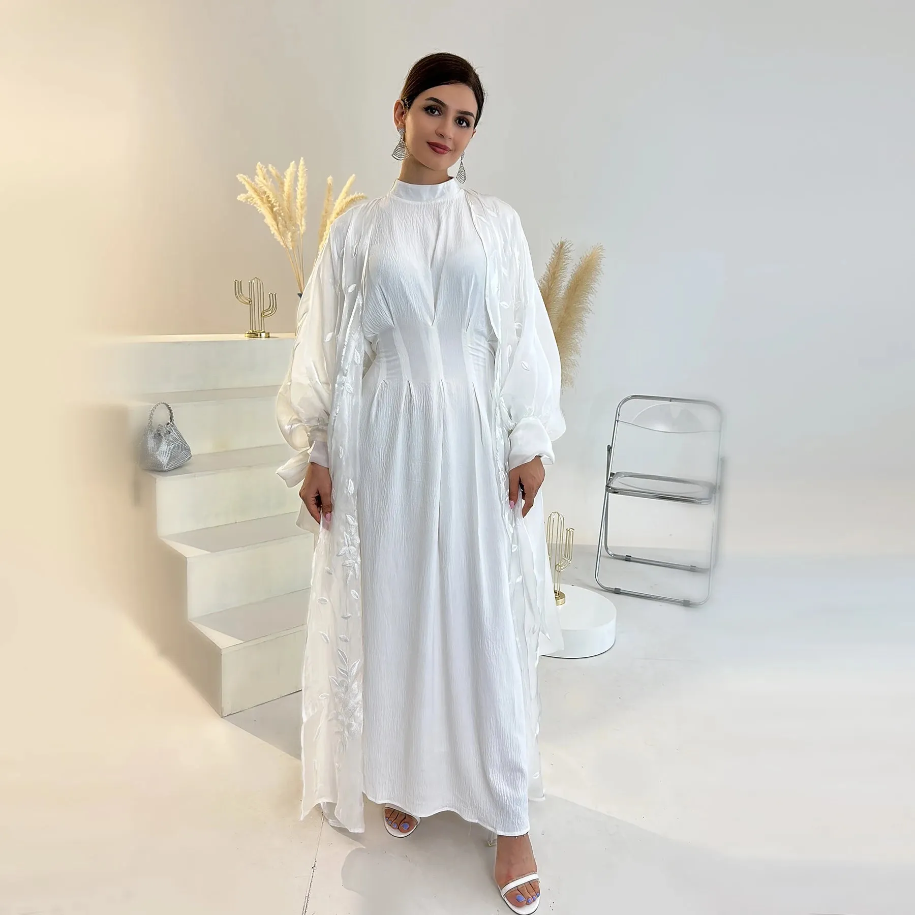 Luxury Embroidery Organza Kaftan Abaya
