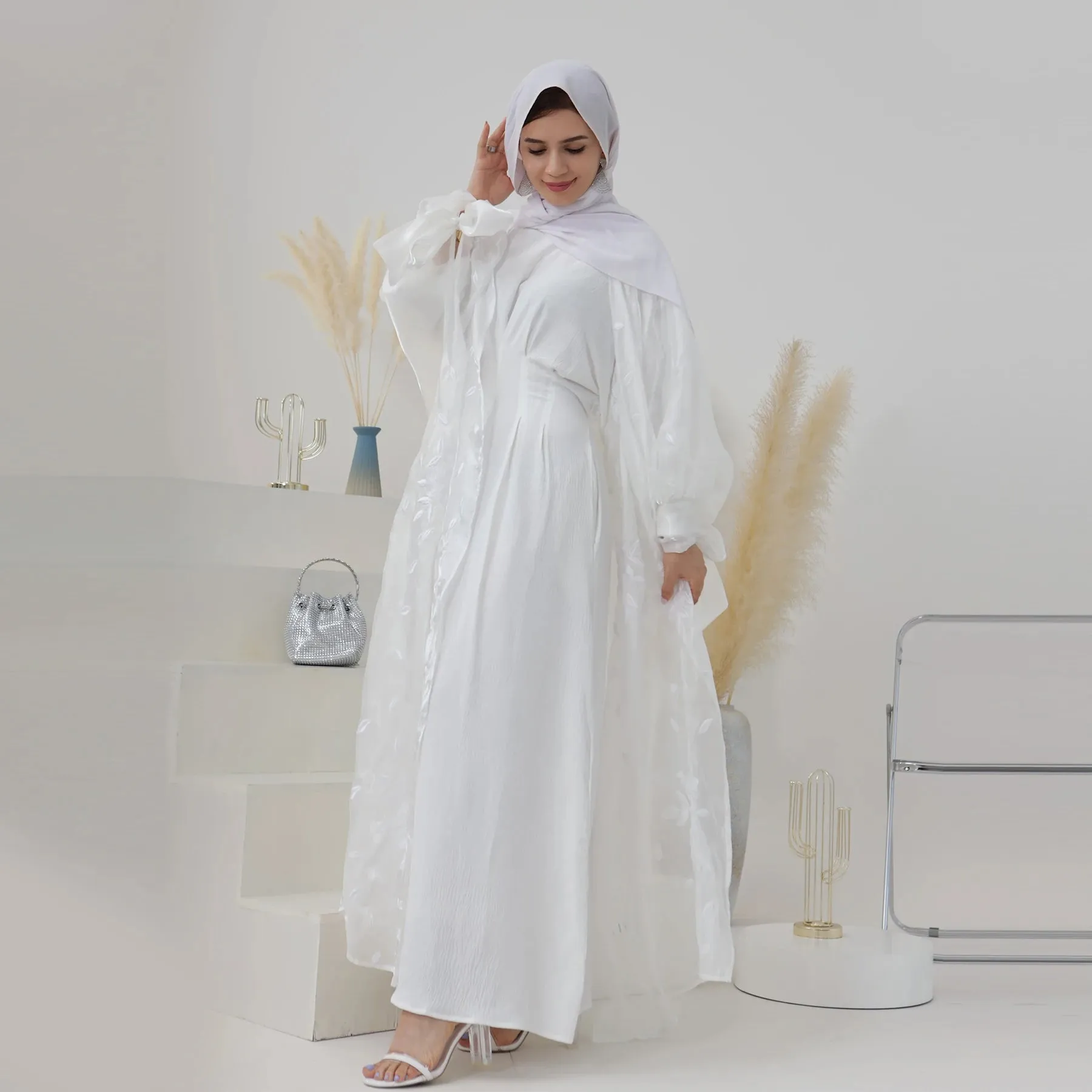 Luxury Embroidery Organza Kaftan Abaya