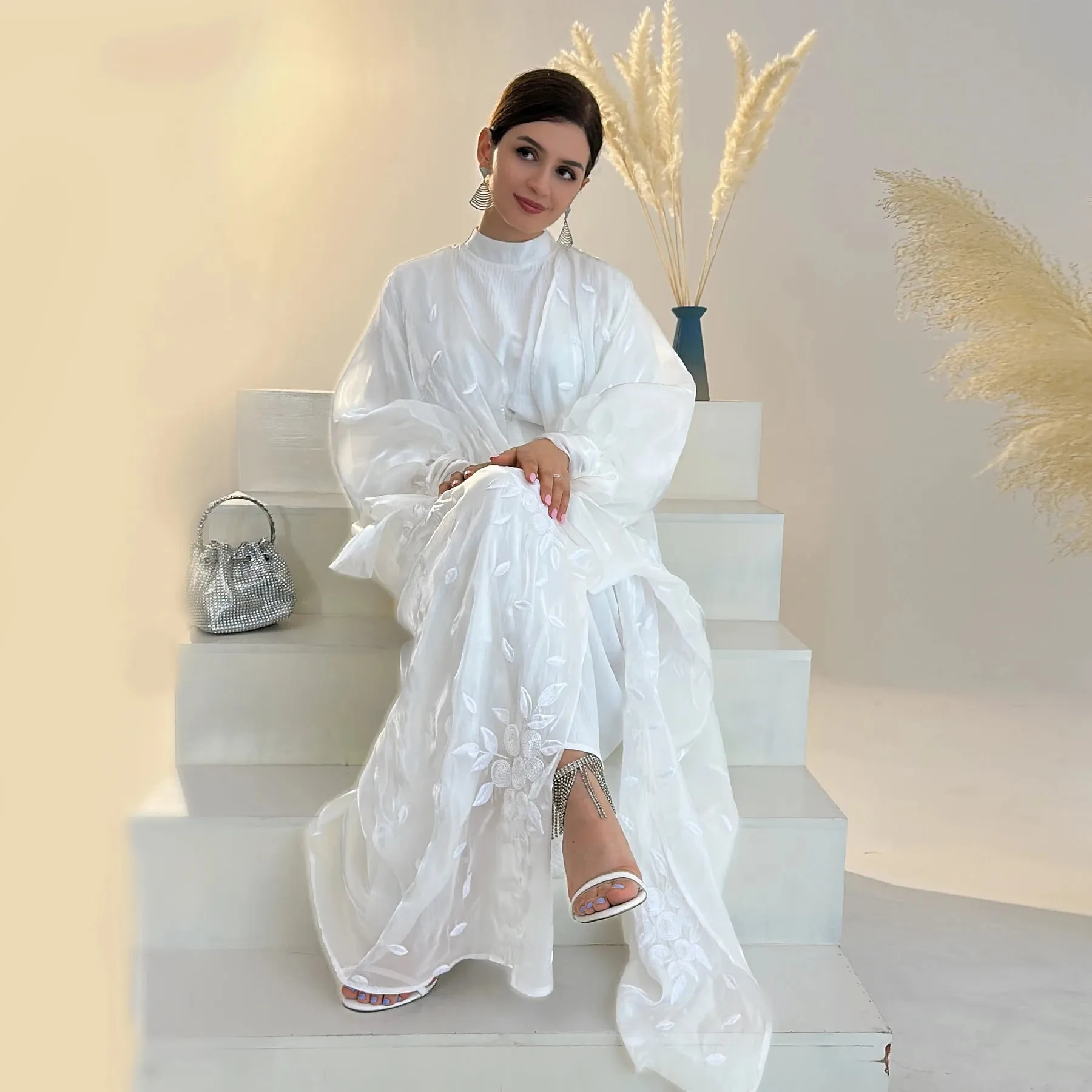 Luxury Embroidery Organza Kaftan Abaya