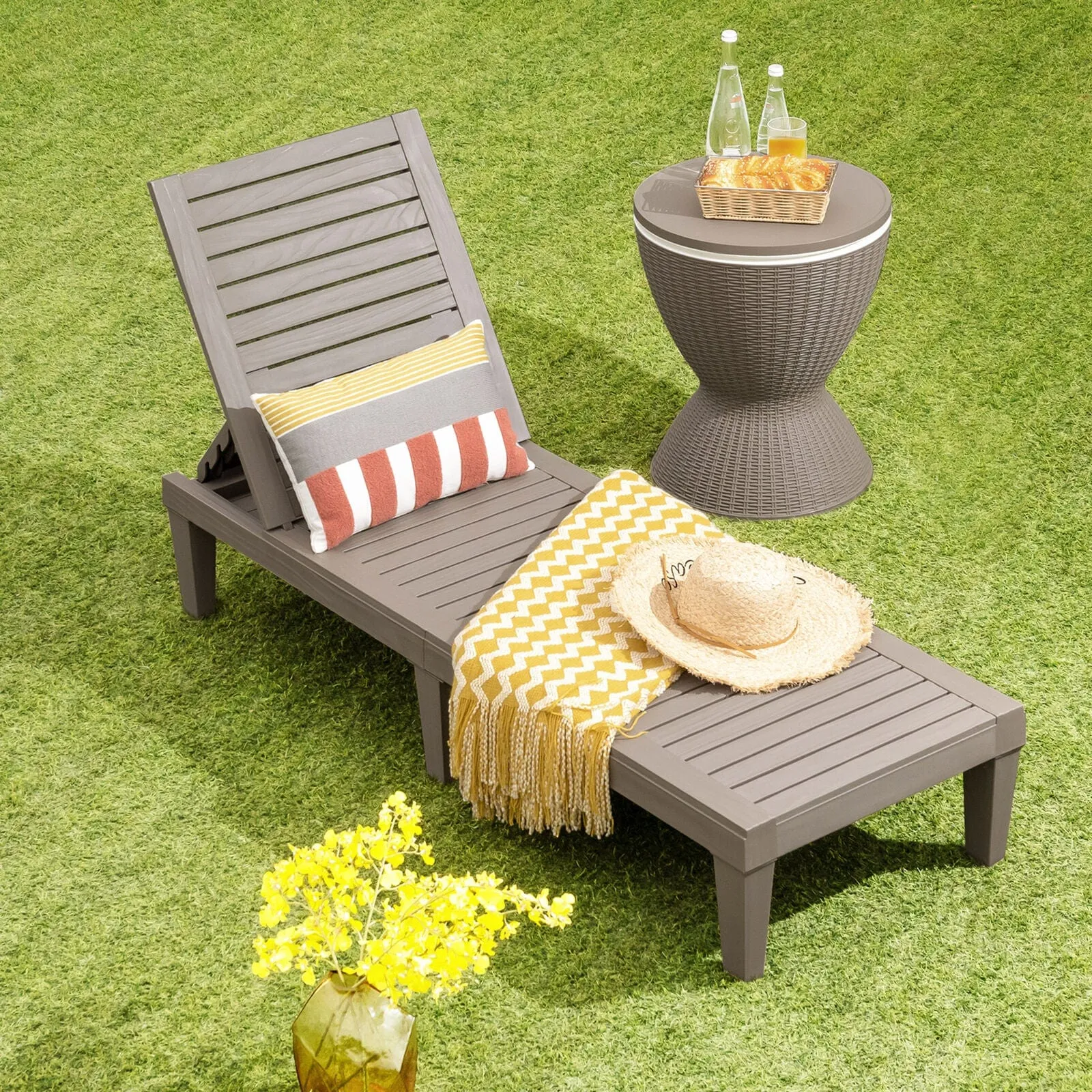 Luxury Folding Outdoor Chaise Lounge Chair 2 Pcs