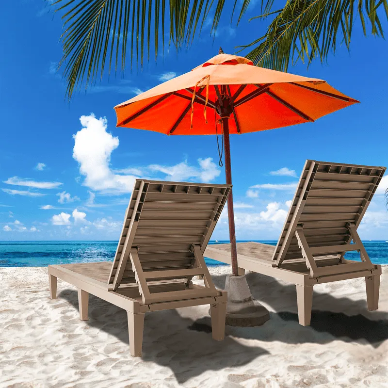 Luxury Folding Outdoor Chaise Lounge Chair 2 Pcs