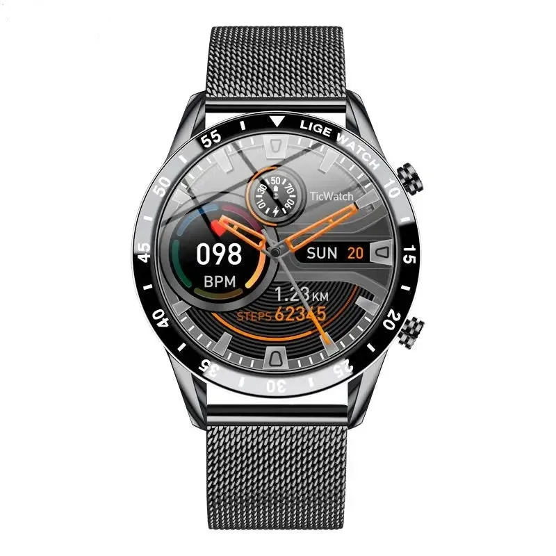 Luxury Full Circle Touch Screen Men Smart Watch Bluetooth Call Steel Band Waterproof Sports Fitness Watch For Android IOS