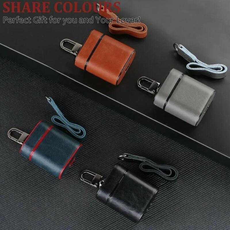 Luxury Leather Case Cover Protective Skin for Apple Airpod Charging Case brown