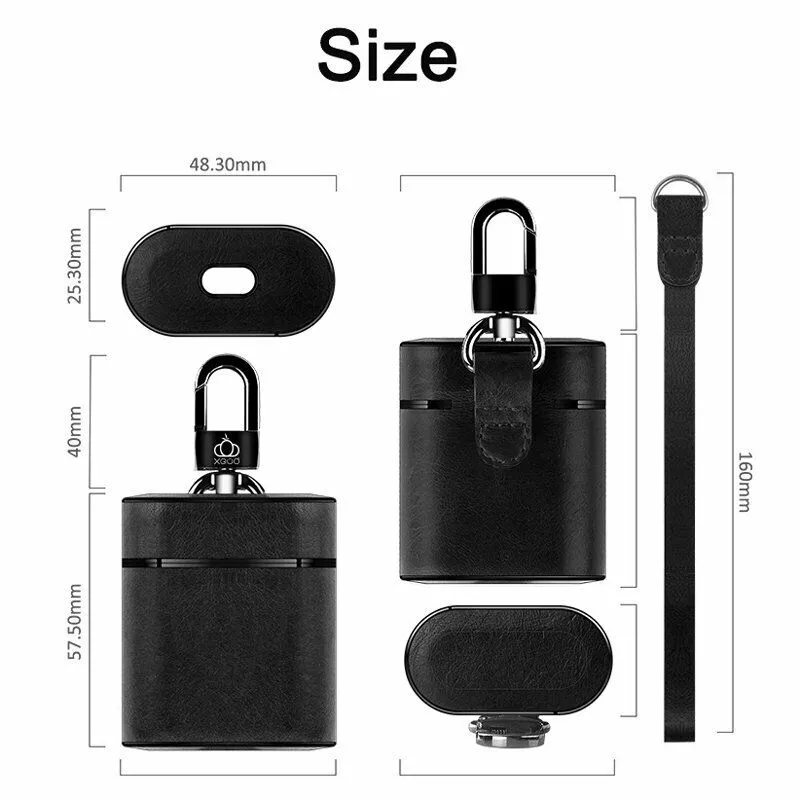 Luxury Leather Case Cover Protective Skin for Apple Airpod Charging Case brown