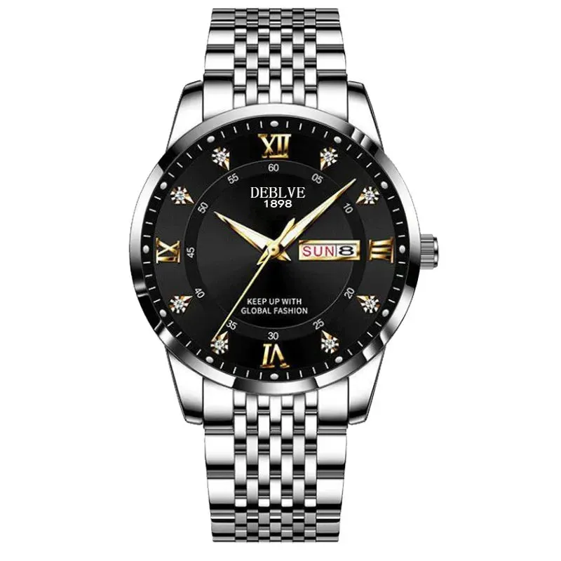 Luxury Men's Stainless Steel Quartz Watch - Waterproof & Luminous