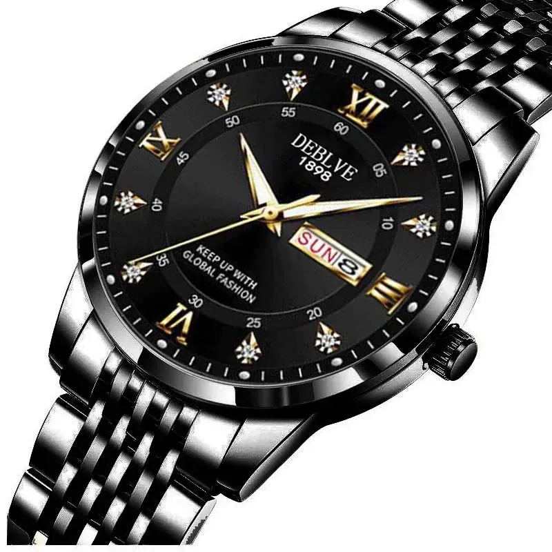 Luxury Men's Stainless Steel Quartz Watch - Waterproof & Luminous