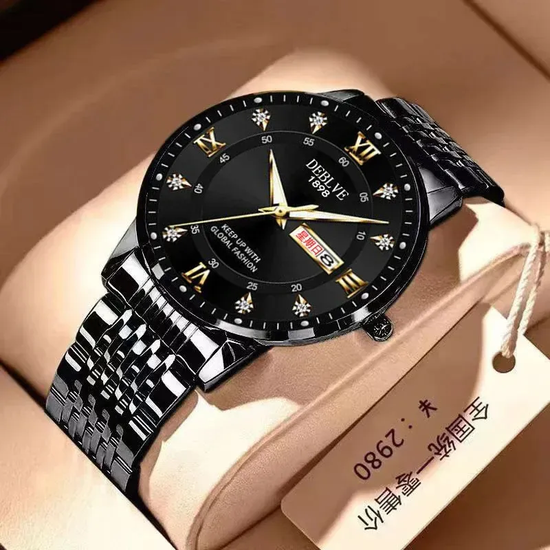 Luxury Men's Stainless Steel Quartz Watch - Waterproof & Luminous