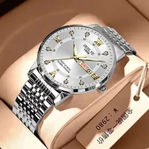 Luxury Men's Stainless Steel Quartz Watch - Waterproof & Luminous