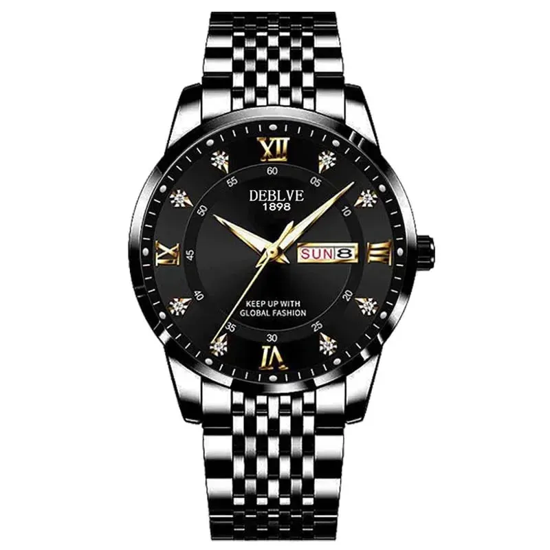 Luxury Men's Stainless Steel Quartz Watch - Waterproof & Luminous